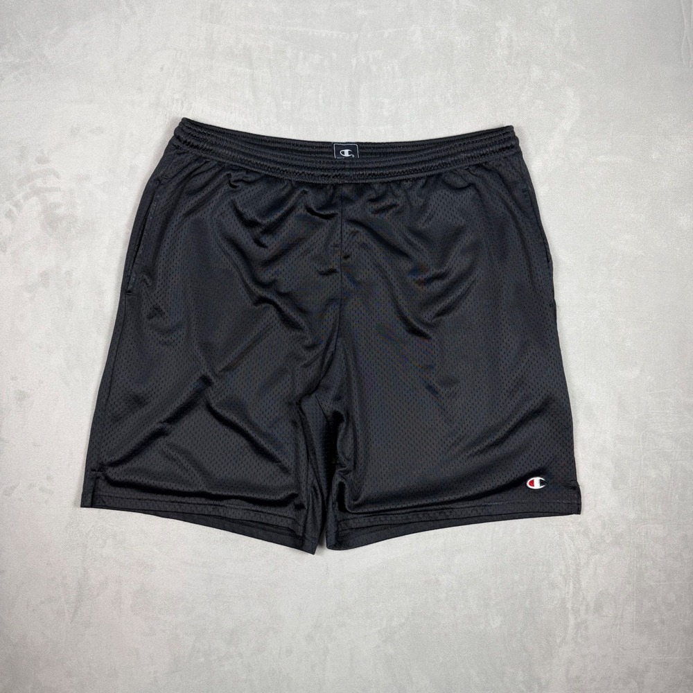 Y2K Mens Champion Mesh Athletic Basketball Shorts Black Large